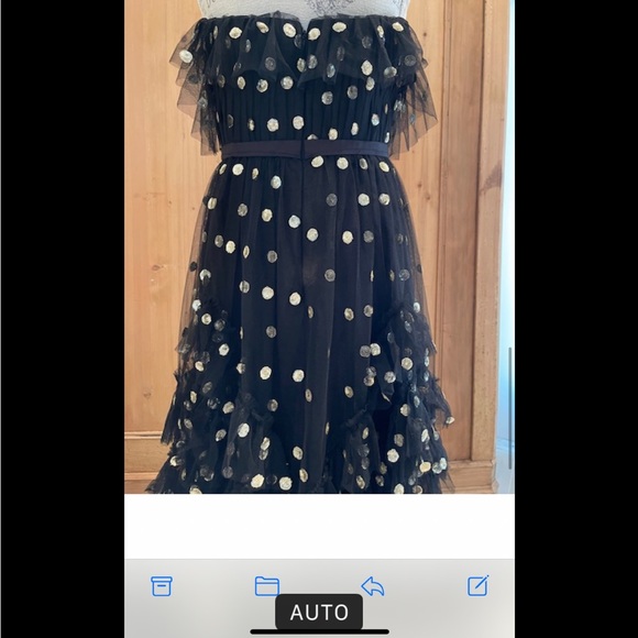 Marchesa Notte Off Shoulder Polka Dot Sequin Gown - Picture 11 of 12